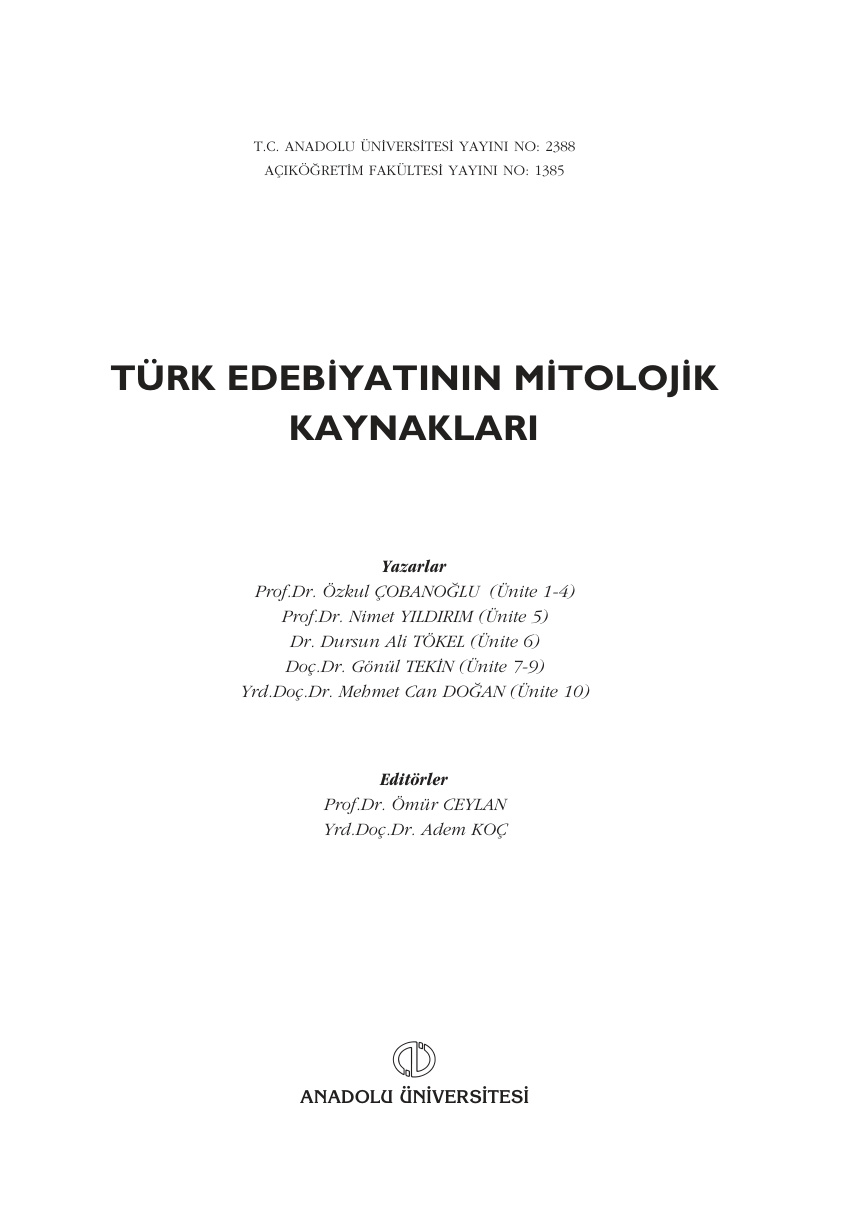 Türk Edebiyatının Mitolojik Kaynakları PDF – Kolektif / Araştırma