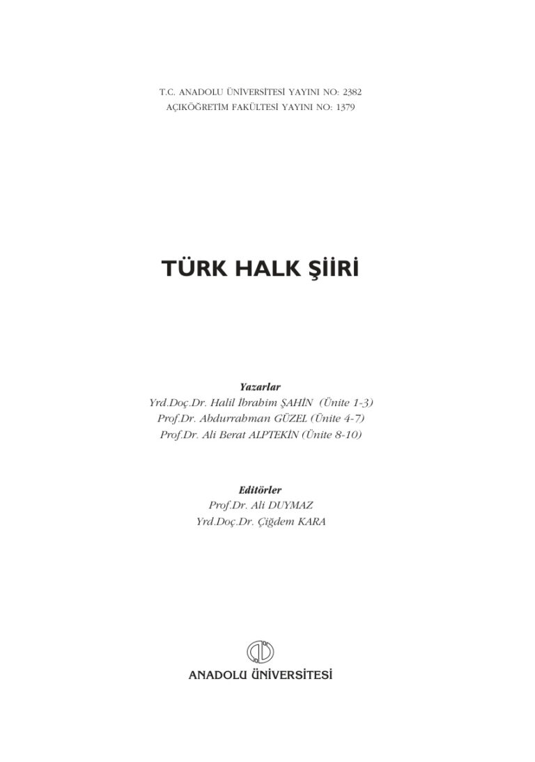 Türk Halk Şiiri Kitap Kapağı