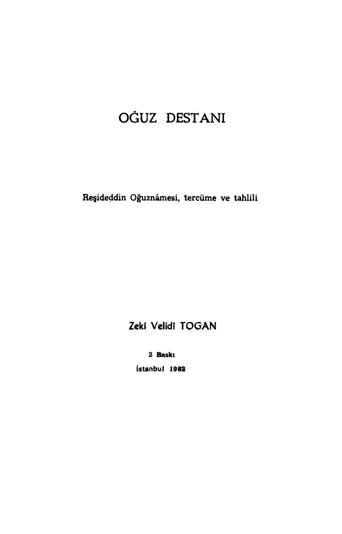 Oğuz Destanı PDF – Zeki Velidî Togan