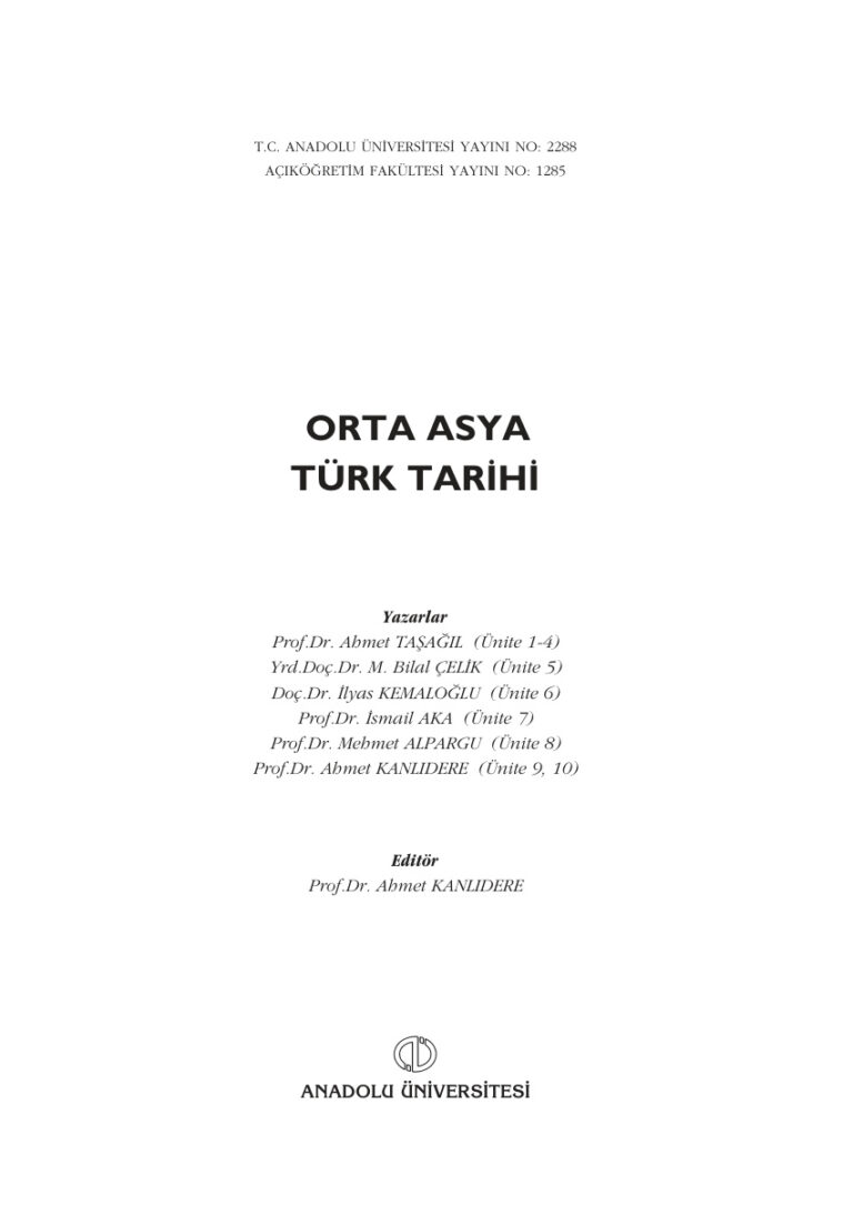 Türk Osrta Asya Türk Tarihi Kitap Kapağı