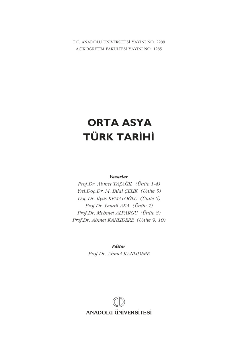 Türk Osrta Asya Türk Tarihi PDF – Kolektif / Tarih