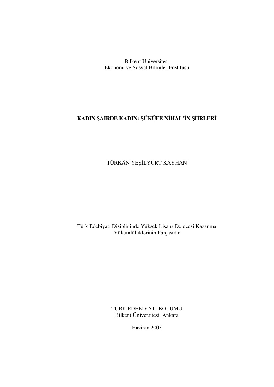 Kadın Şairde Kadın, Sükufe Nihal’in Şiirleri PDF – Türkan Yeşilyurt Kayhan