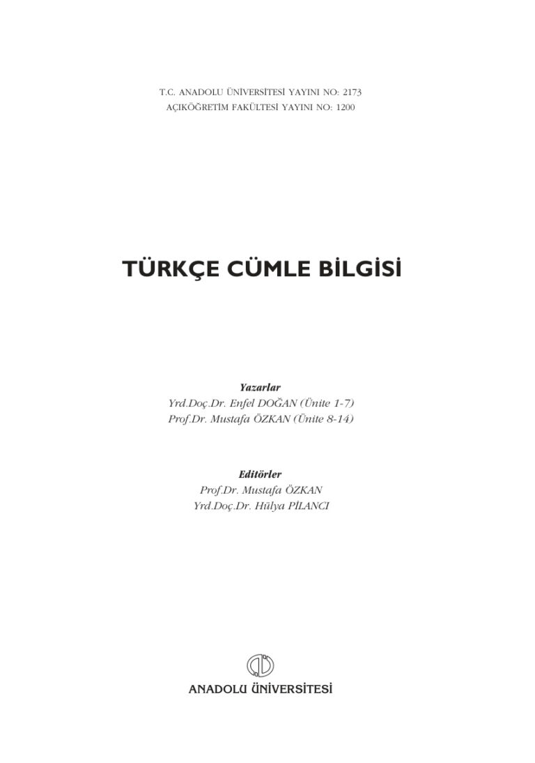Türkçe Cümle Bilgisi 2 Kitap Kapağı