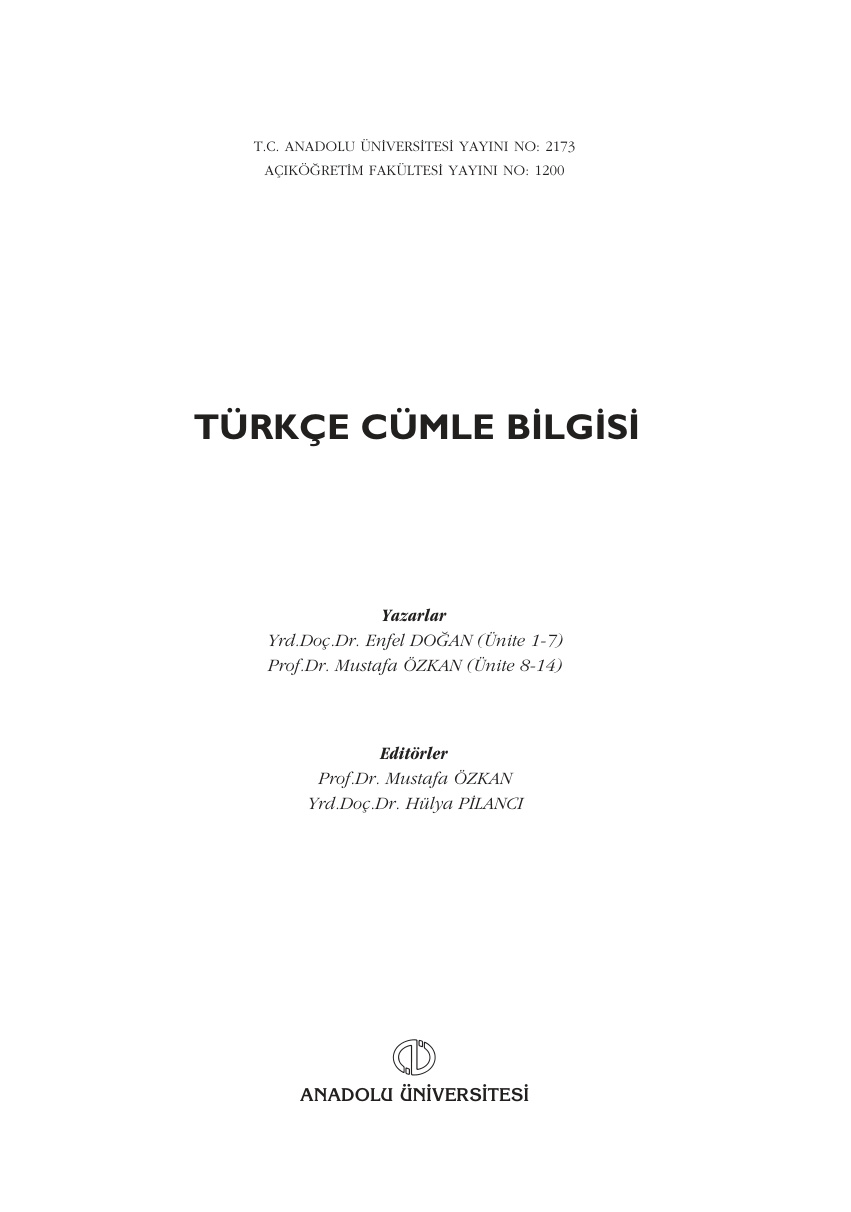 Türkçe Cümle Bilgisi 2 PDF – Kolektif / Dilbilim