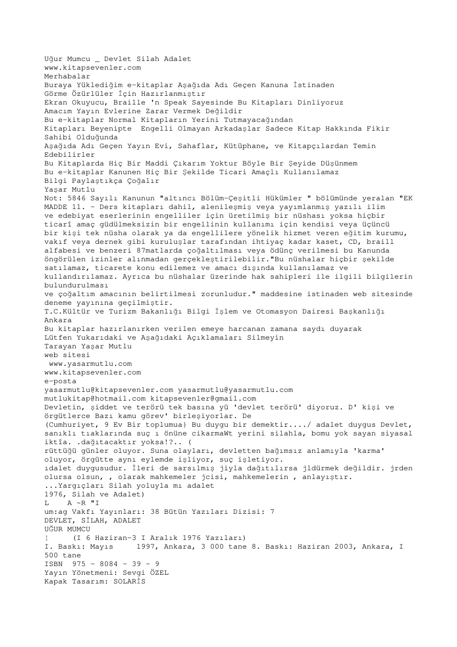 Devlet Silah Adalet PDF – Uğur Mumcu