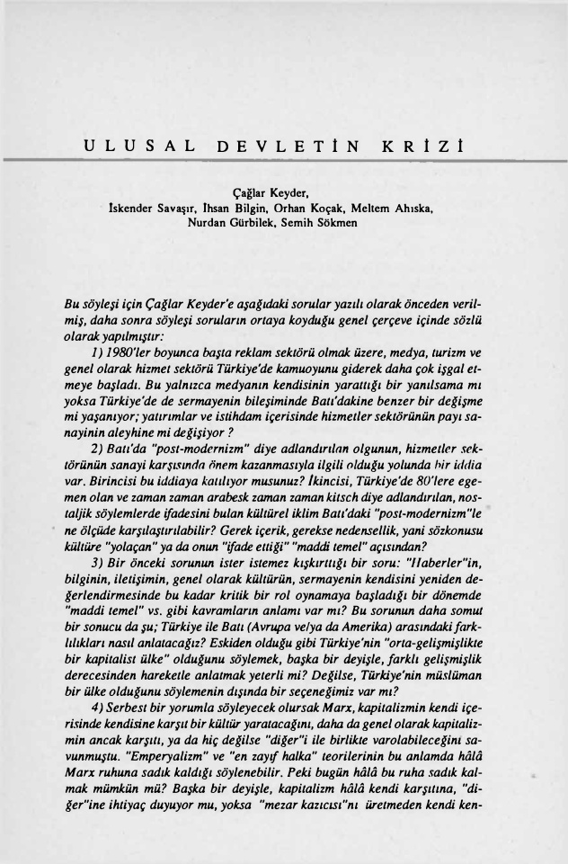 Ulusal Devletin Krizi PDF – Çağlar Keyder