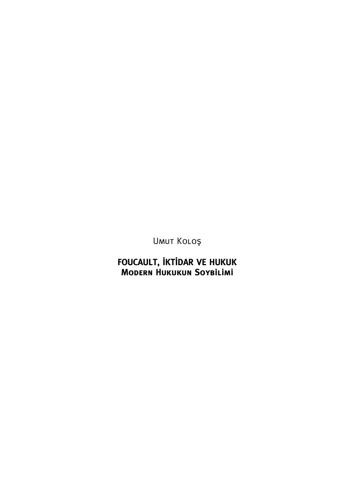 Foucault Iktidar ve Hukuk PDF – Umut Koloş