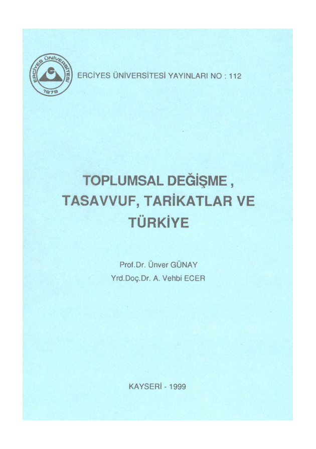 Toplumsal Değişme, Tasavvuf, Tarikatlar PDF – Ünver Günay, Vehbi Ecer
