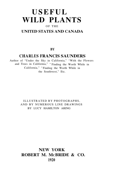 Useful Wild Plants of the US and Canada PDF – Charles Francis Saunders