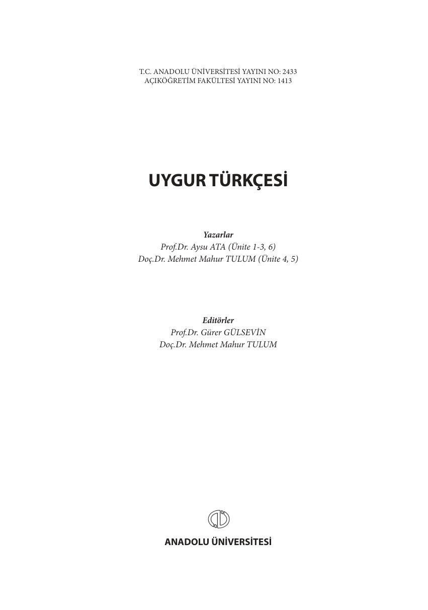 Uygur Türkçesi PDF – Kolektif