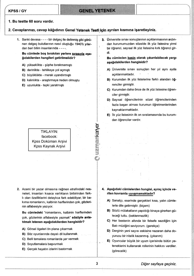 Uzman 2018 Tg1 GyGk PDF – Uzman Kariyer