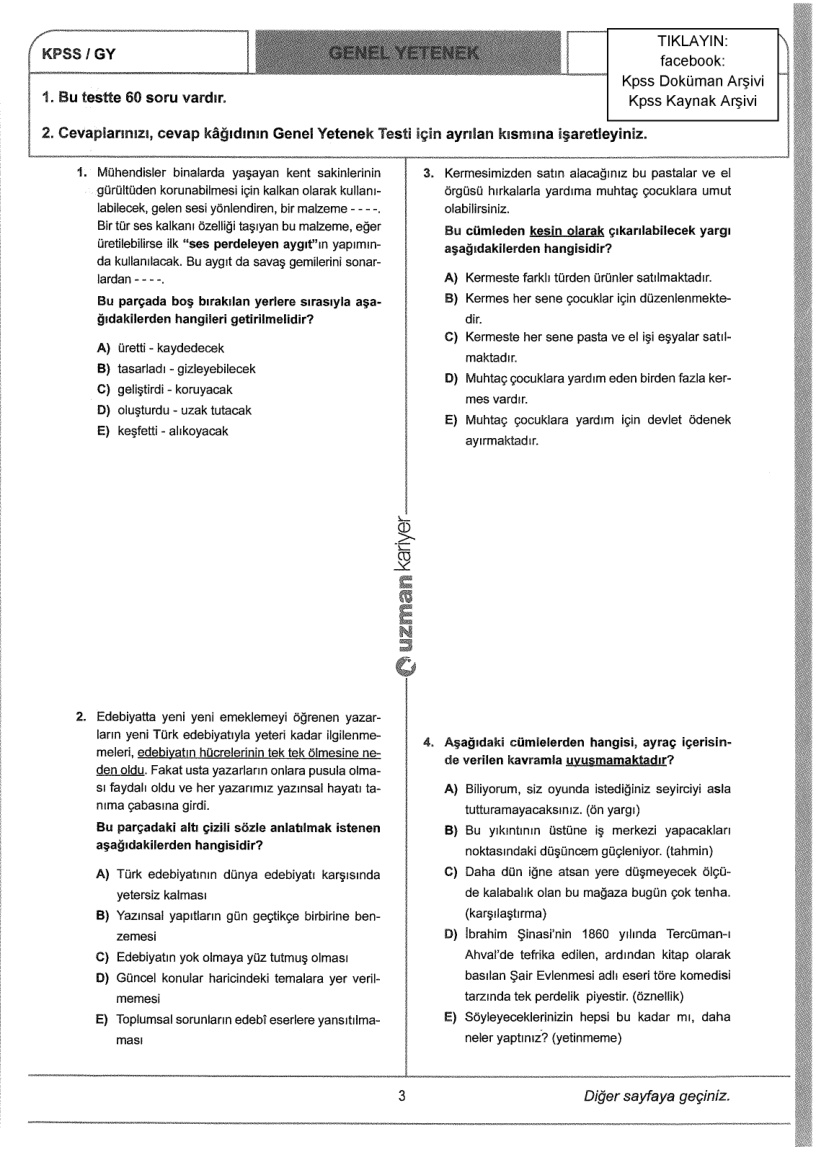 Uzman 2018 Tg3 GyGk PDF – Uzman Kariyer