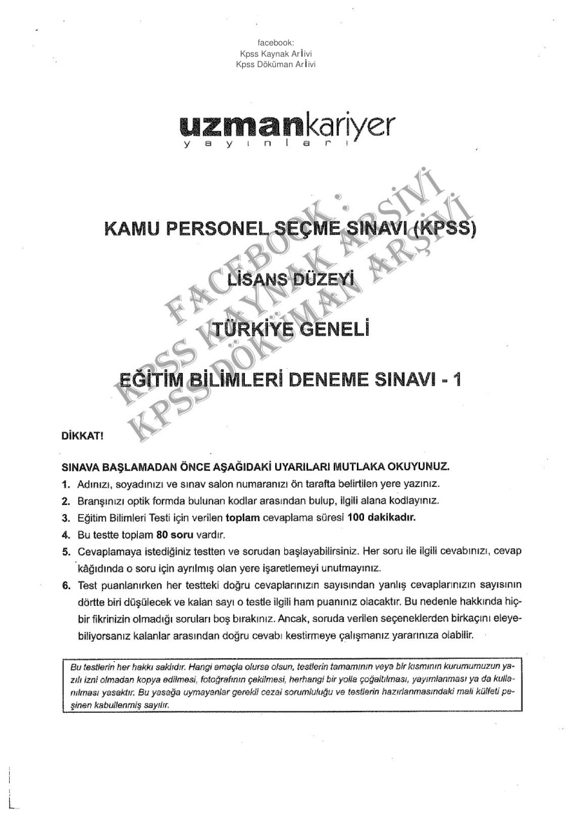 Uzmankariyer 2014 Tg1 Egitim PDF – Uzman Kariyer