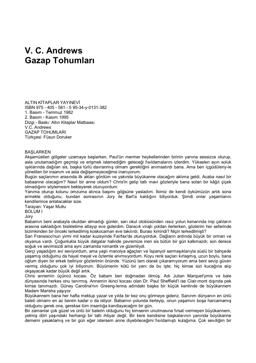 Gazap Tohumları PDF – V. C. Andrews