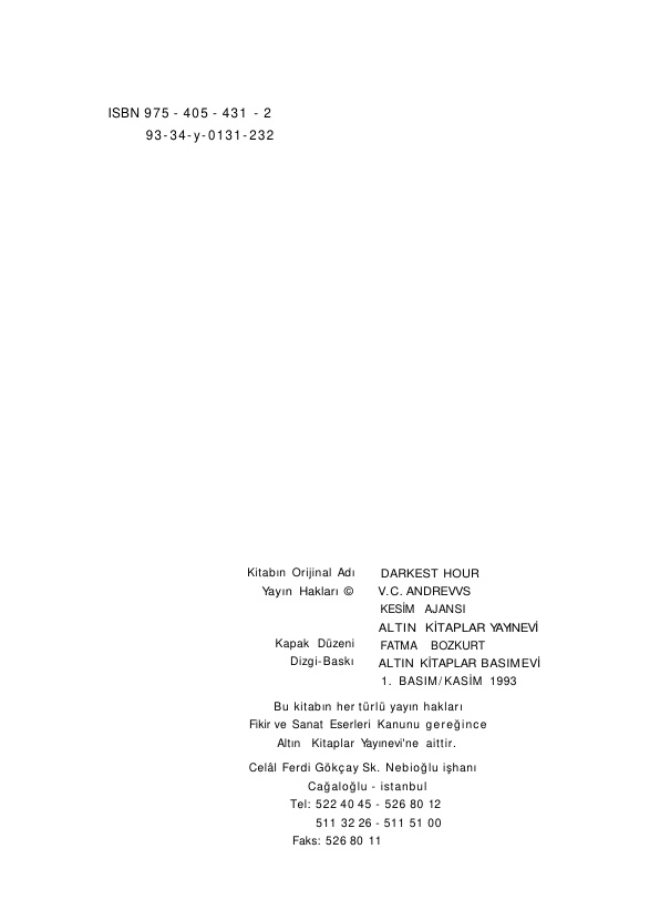 Çatının Karanlığında PDF – V. C. Andrews