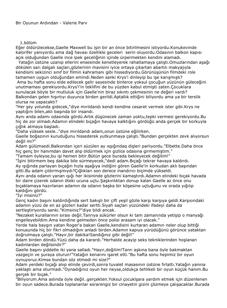 Bir Oyunun Ardindan PDF – Valerie Parv