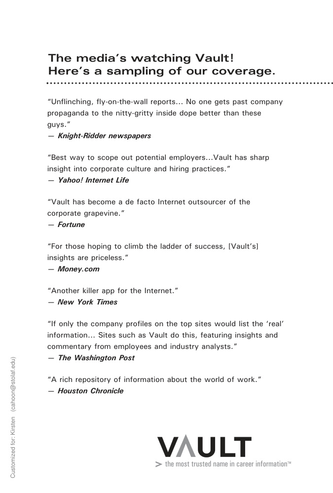 Vault Consulting Guide PDF – Vault Official