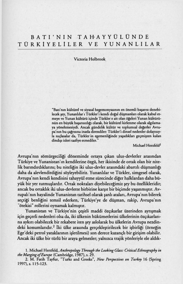 Batının Tahayyülünde Yunanlılar ve Türkiyeliler PDF - Victoria Holbrook 23 Batının Tahayyülünde Yunanlılar ve Türkiyeliler PDF – Victoria Holbrook