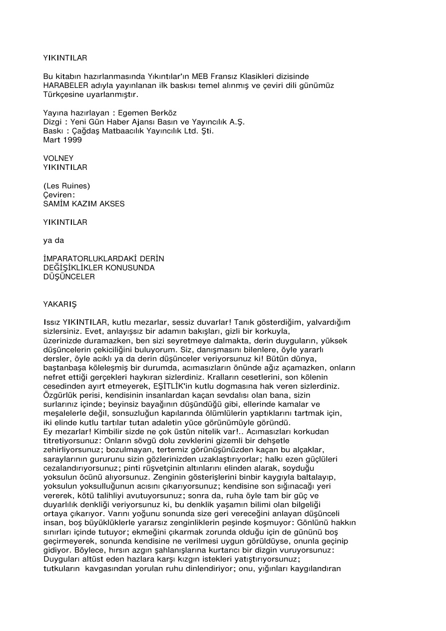 Yikintilar PDF – Volney