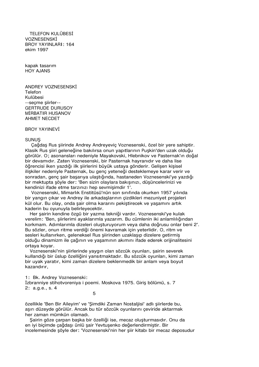 Telefon Kulubesi PDF – Andrey Voznesenski