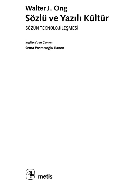 Sözlü ve Yazılı Kültür PDF – Walter J. Ong