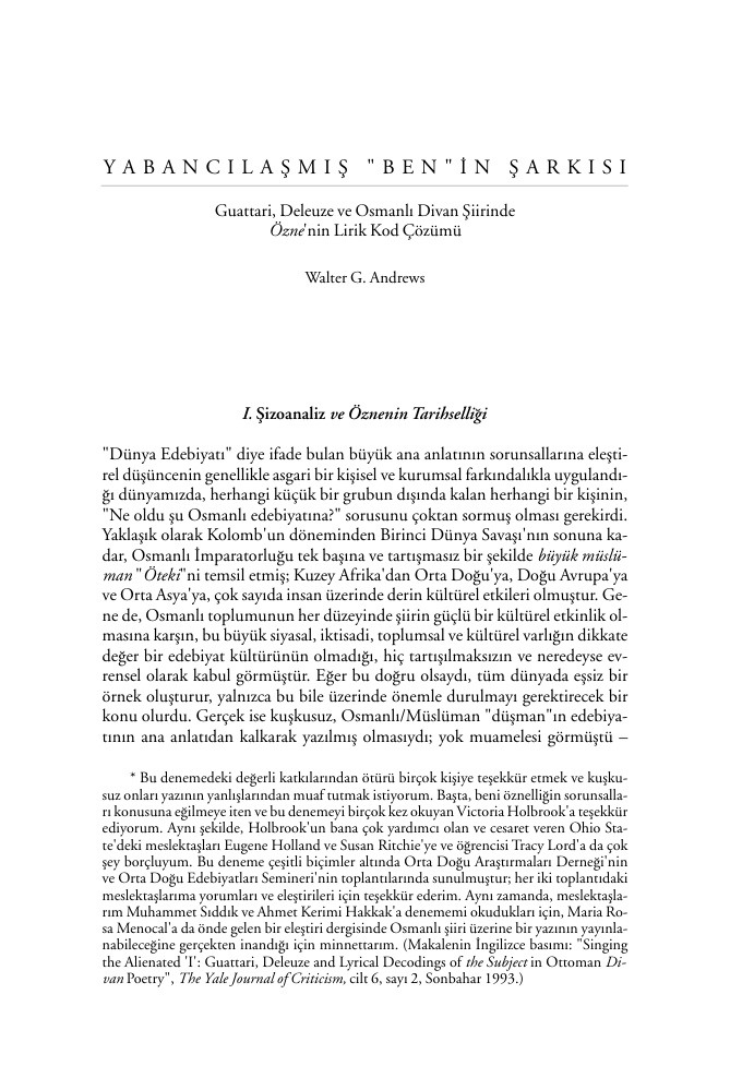 Yabancılaşmış ‘Ben’in Şarkısı PDF – Walter G. Andrews