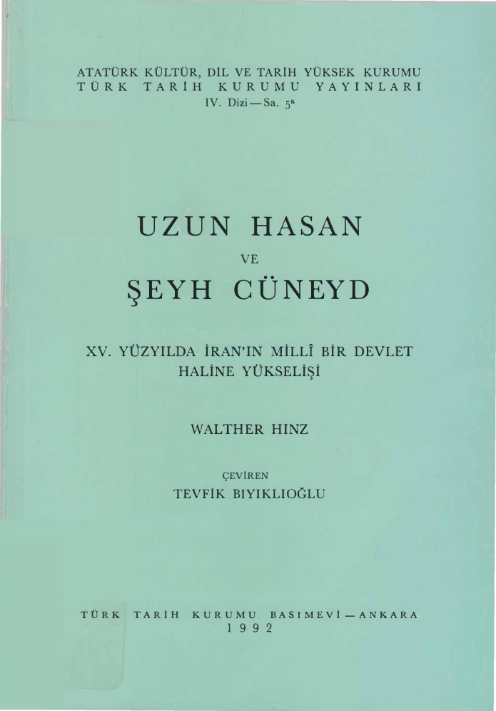 Uzun Hasan ve Şeyh Cüneyd PDF – Walther Hinz