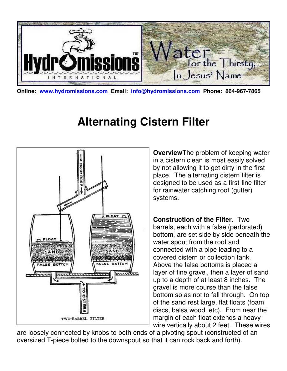 Water Alternating Cistern Filter PDF – Unknown