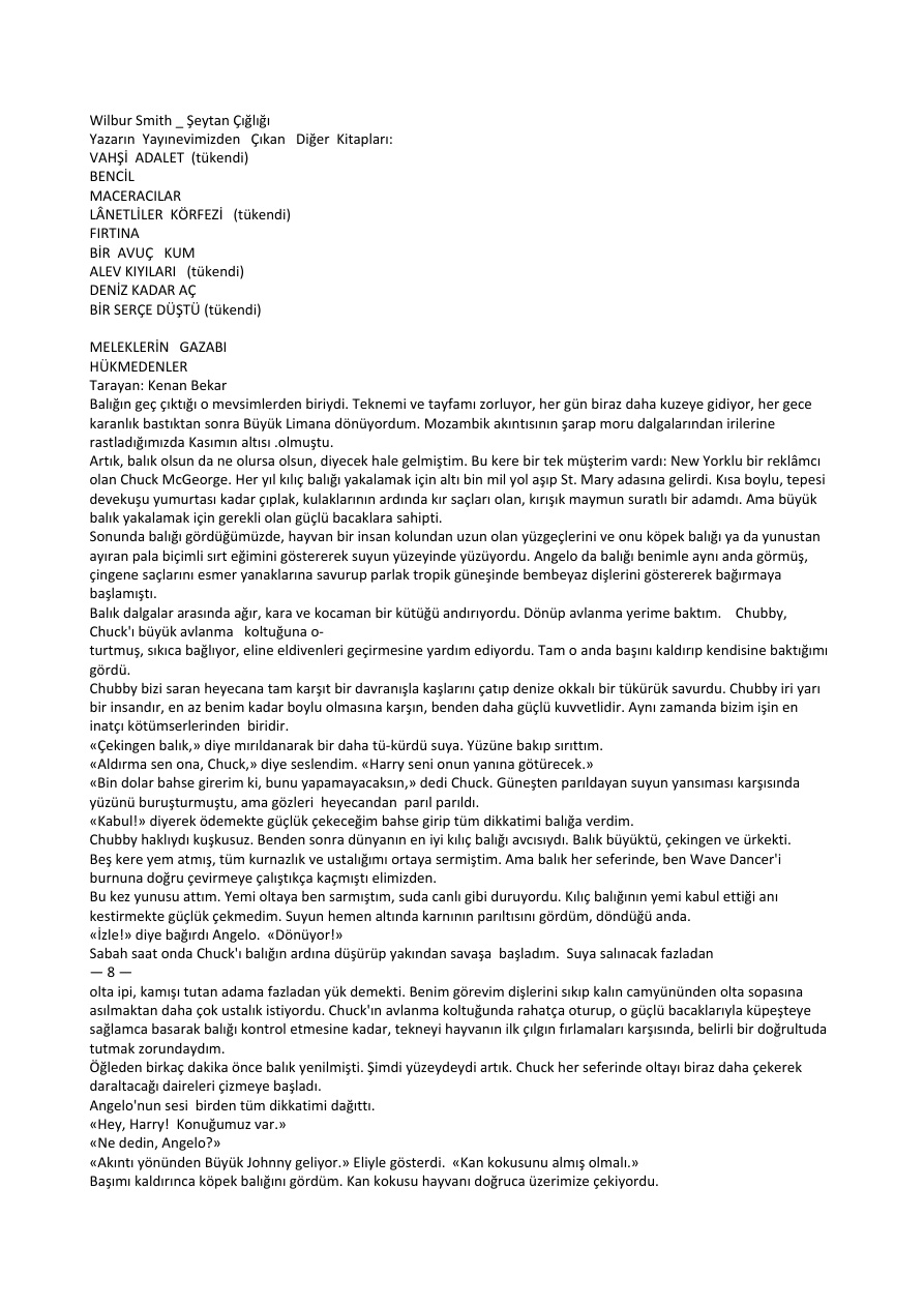 Şeytan Çığlığı PDF – Wilbur Smith