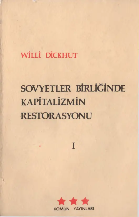 Sovyetler Birliğinde Kapitalizmin Restorasyonu PDF – Willi Dickhut