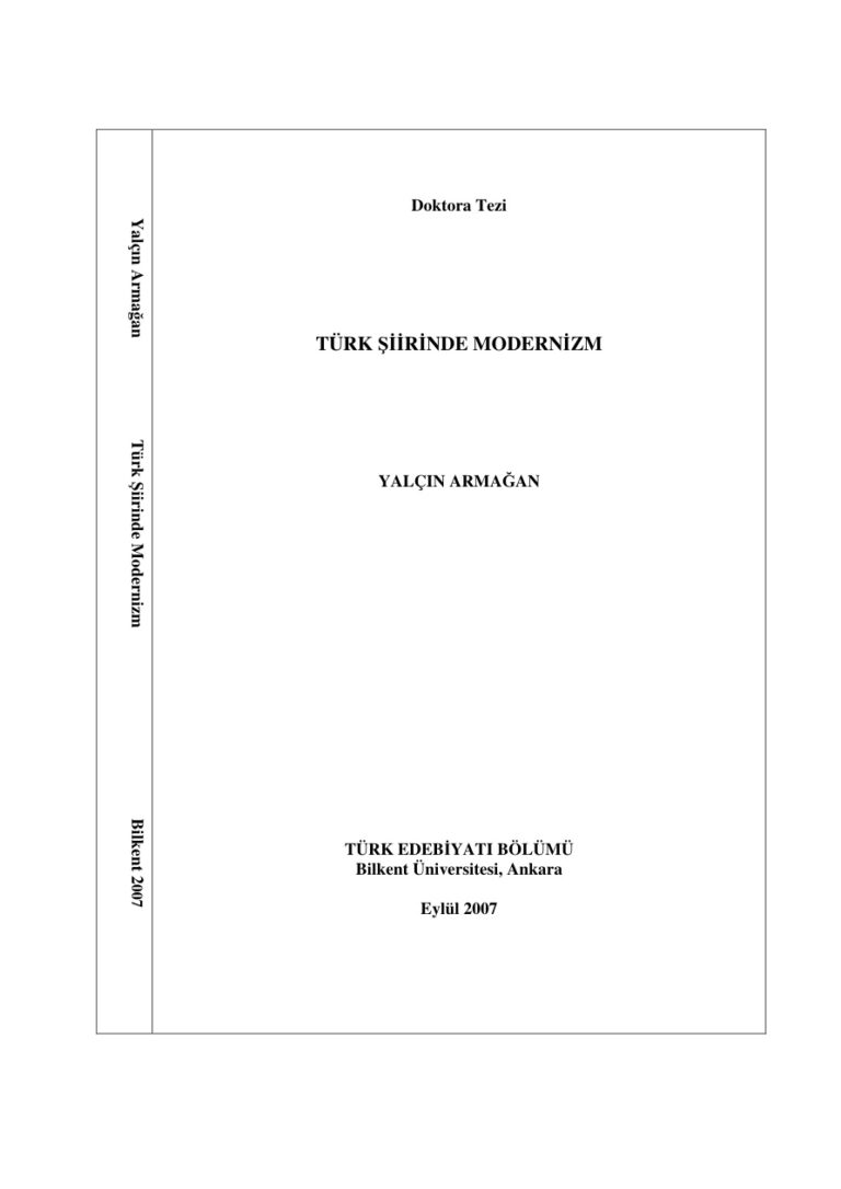 Yalçın Armağan Türk Şiirinde Modernizm Kitap Kapağı