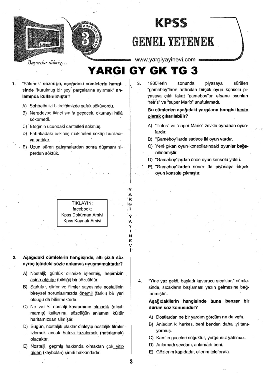 Yargı 2018 Tg3 GyGk PDF – Kolektif