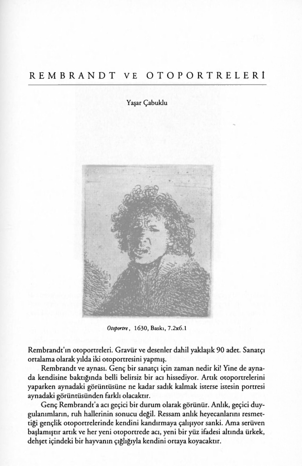Rembrandt ve Otoportreleri PDF – Yaşar Çubuklu
