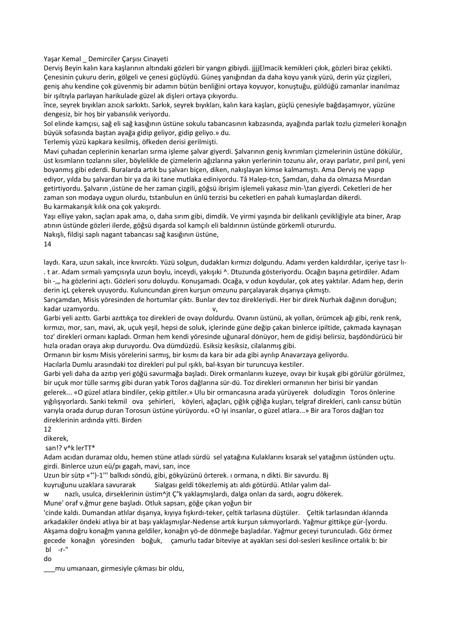 Demirciler Çarşısı Cinayeti PDF – Yaşar Kemal