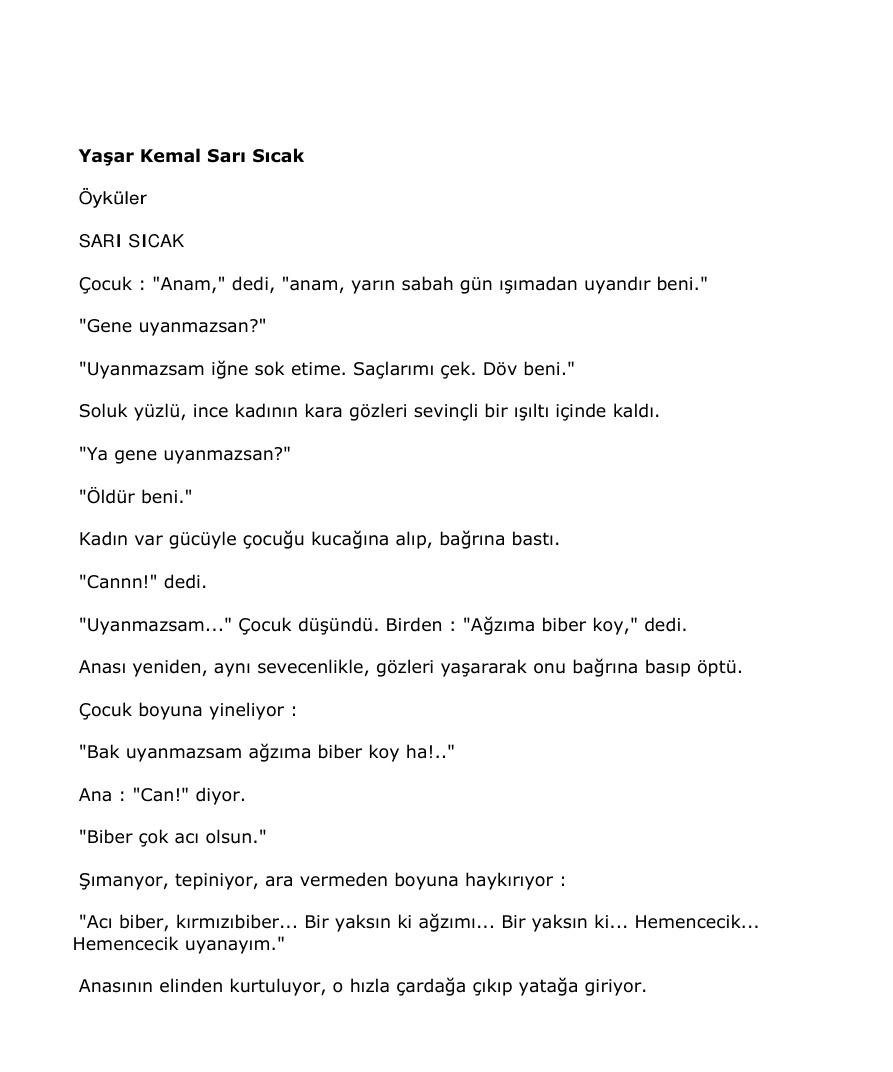 Sarı Sıcak PDF – Yaşar Kemal