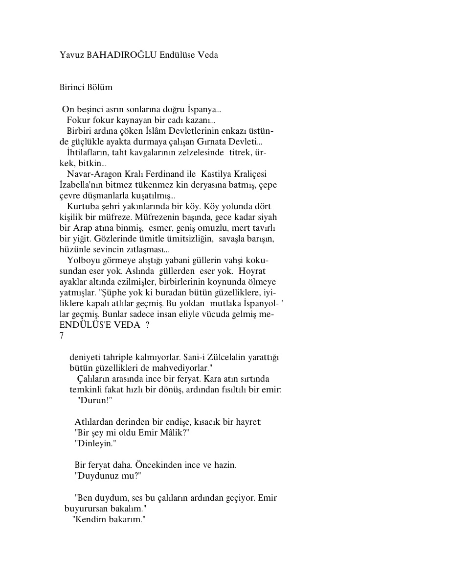 Yavuz Bahadiroglu Endulus e Veda Kitap Kapağı