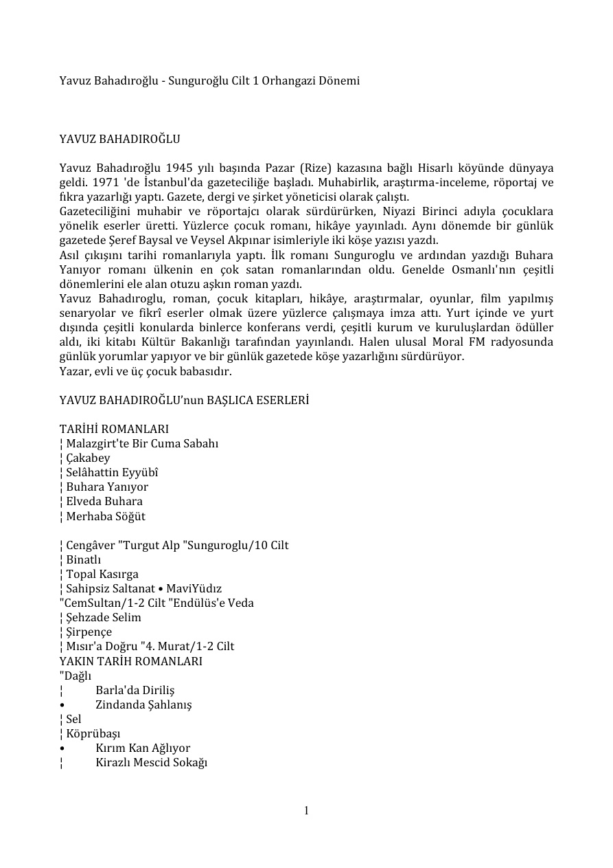 Sunguroglu Cilt1 Orhangazi Donemi PDF – Yavuz Bahadıroğlu