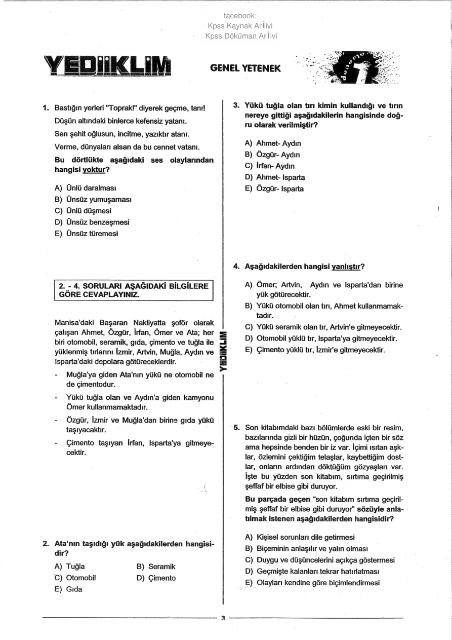 Yediiklim 2014 TG 1 GyGk PDF – Kolektif