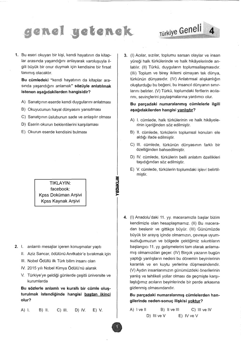 Yediiklim 2017 Tg4 GyGk PDF – Kolektif