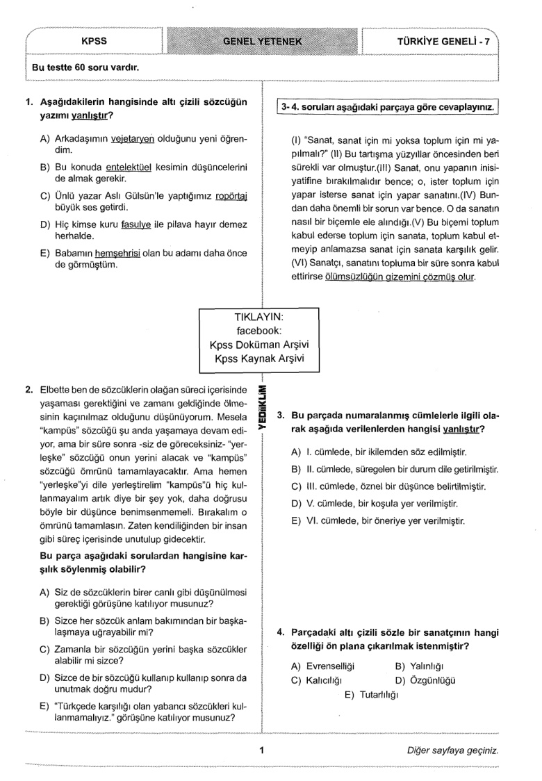 Yediiklim 2018 Tg7 GyGk PDF – Kolektif