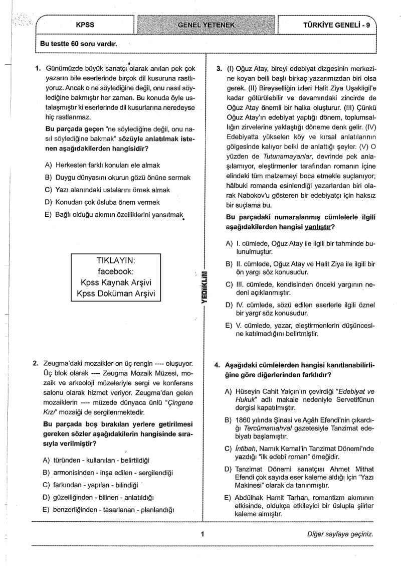 Yediiklim 2018 Tg9 GyGk PDF – Kolektif