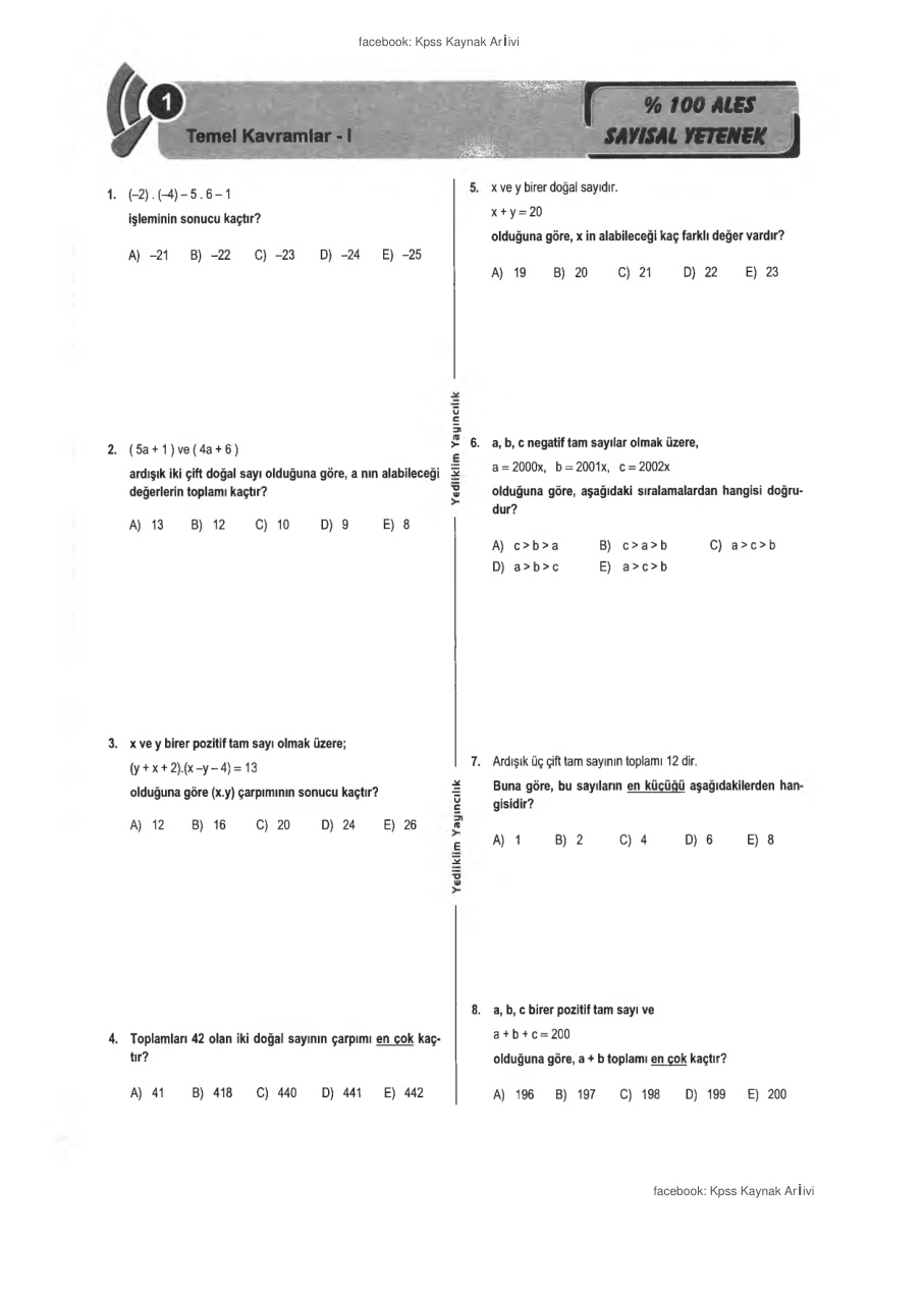 Yediiklim2013AlesSoruBankasÄ± PDF – Kolektif