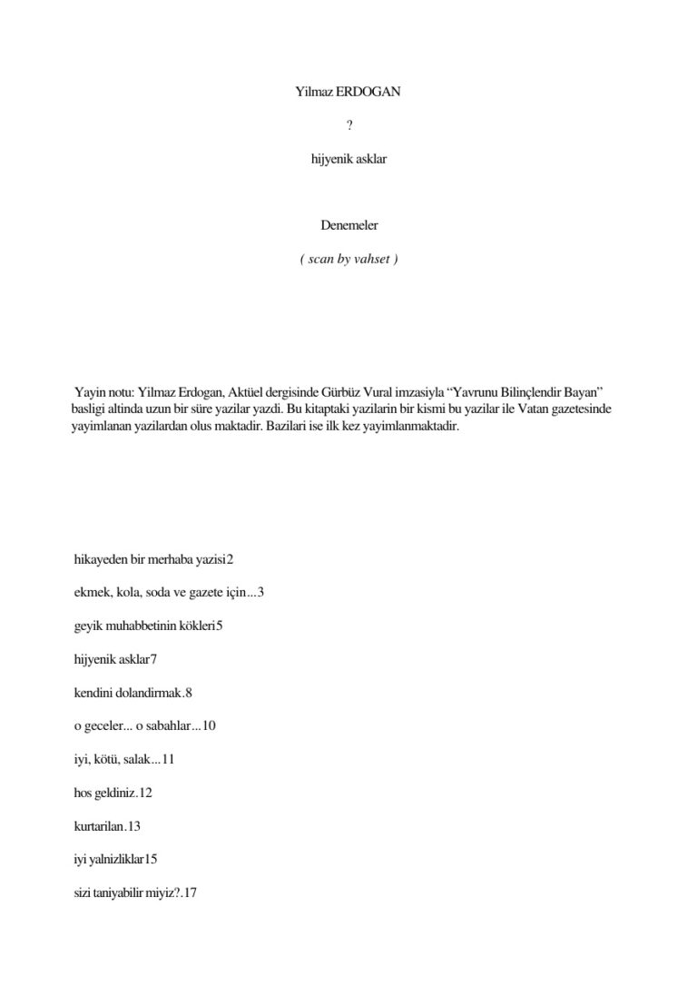 Yılmaz Erdoğan Hijyenik Aşklar Kitap Kapağı