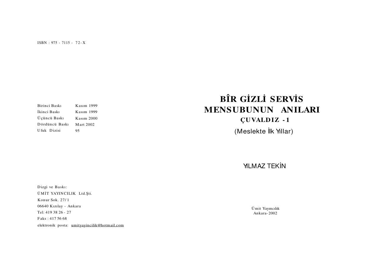 Bir Gizli Servis Elemani PDF – Yılmaz Tekin