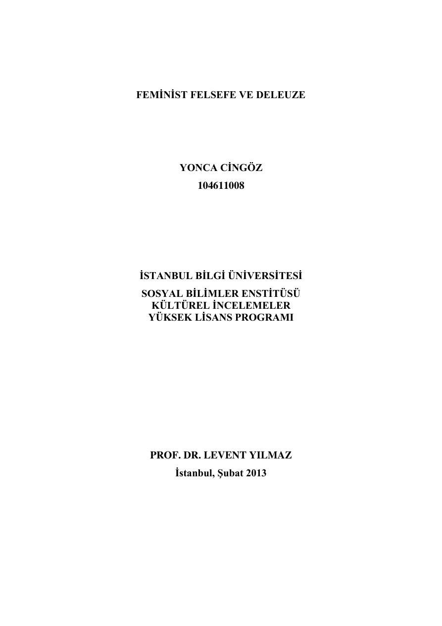 Feminist Felsefe ve Deleuze PDF – Yonca Cingöz