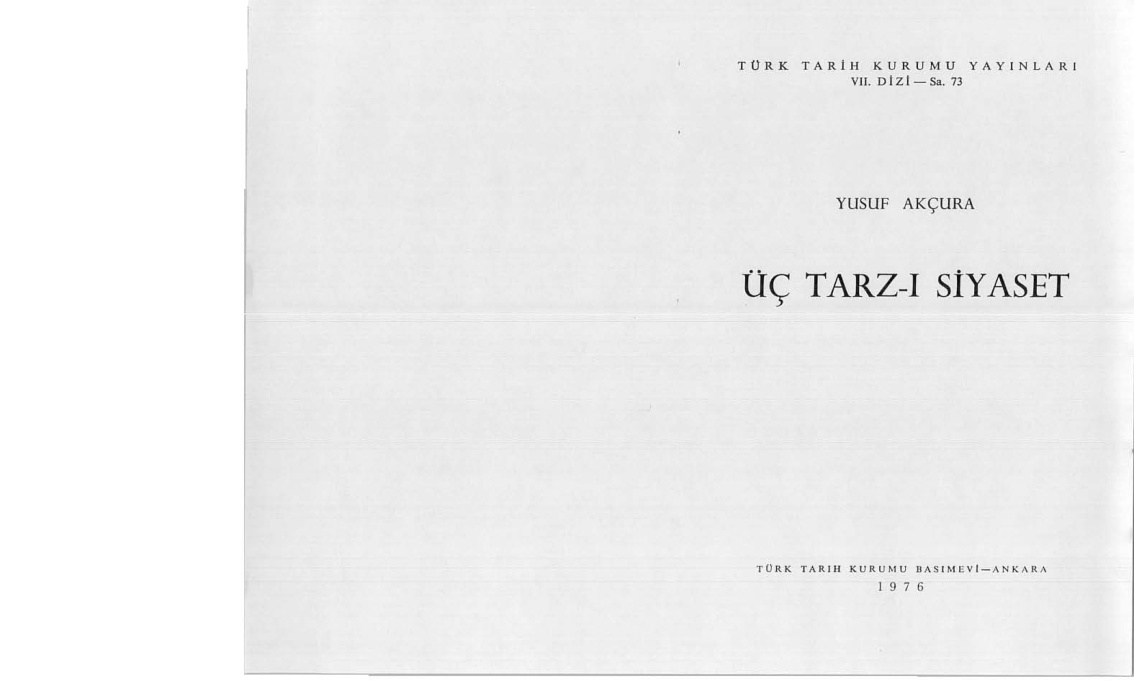 Uc Tarzi Siyaset PDF – Yusuf Akçura