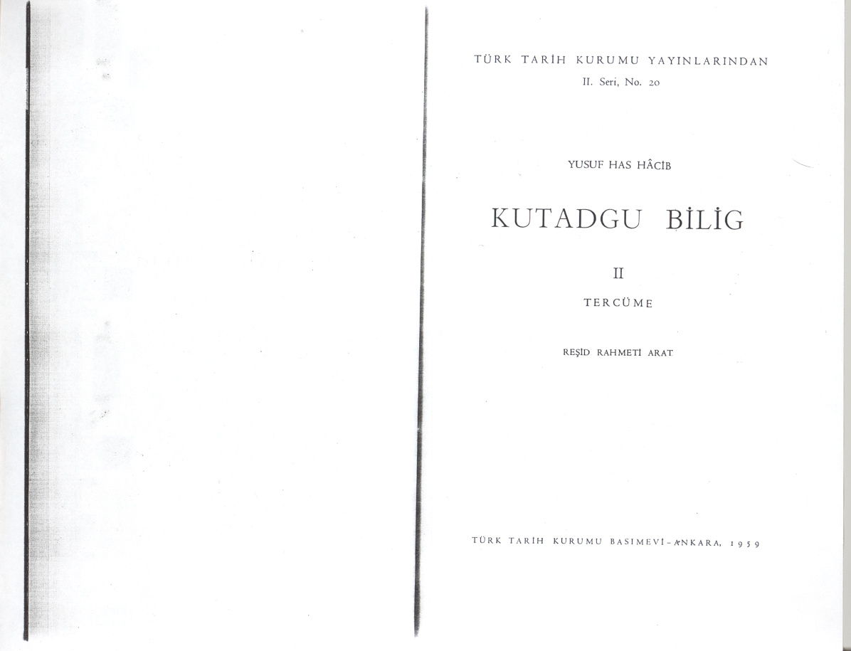 Kutadgu Bilig 1. Cilt (Tercüme) PDF – Yusuf Has Hacib