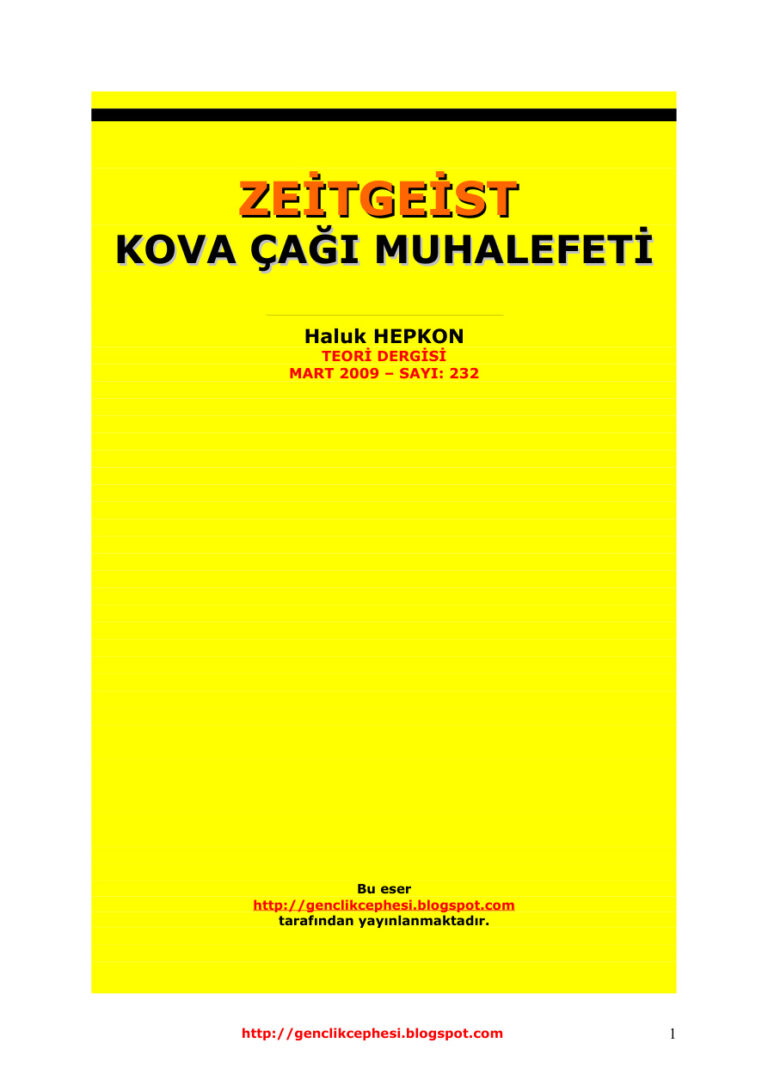 Zeitgeist Kova Çağı Muhalefeti Kitap Kapağı
