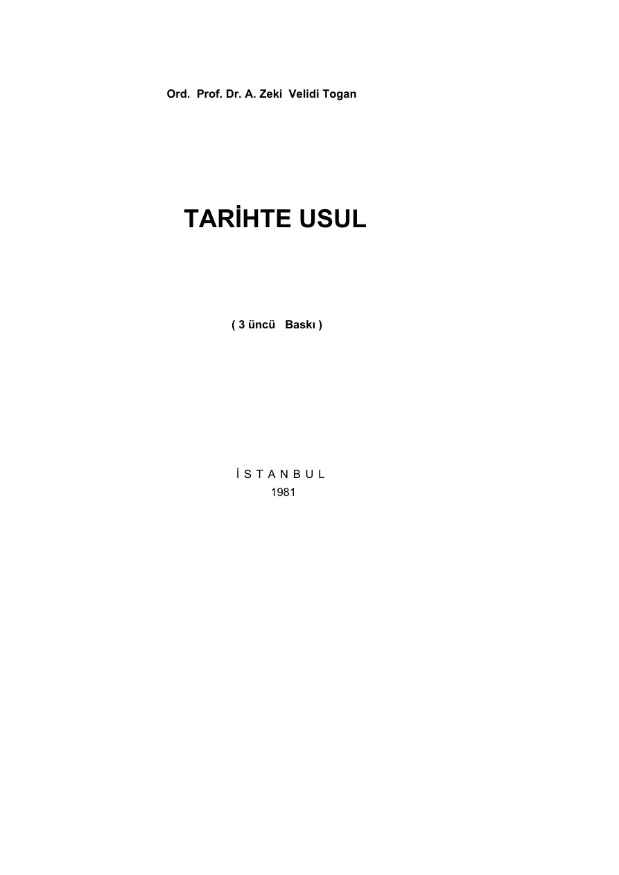 Tarihte Usûl PDF – Zeki Velidi Togan