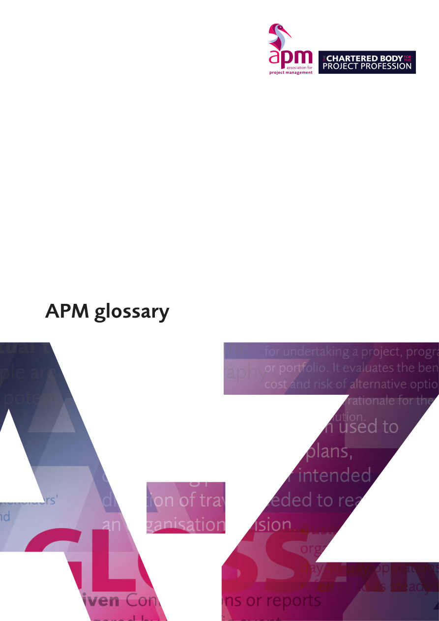 APM Glossary of Project Management Terms PDF – Association for Project Management